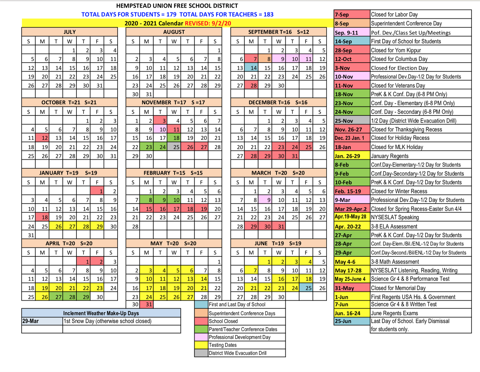 2020-2021 Calendar